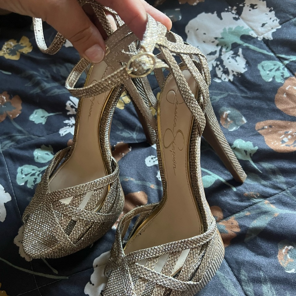 Jessica Simpson Gold Elegant Heels